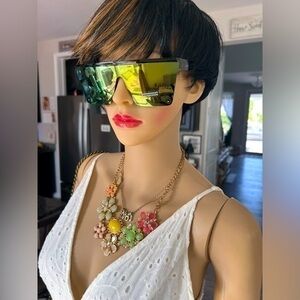 ✨ NWT translucent rainbow 🌈 mirror sunglasses 😎 sunshades oversized flat top